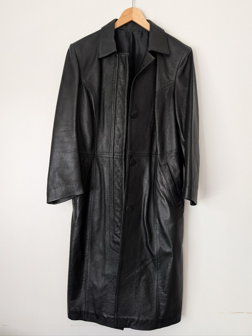 Vtg Leather Trench Coat